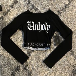Blackcraft Cropped Long Sleeve Unholy Top • XS